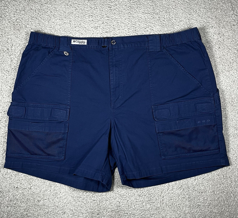 Columbia PFG Cargo Shorts Mens 3XL Blue 6" Utility Elastic Waist Fishing Outdoor